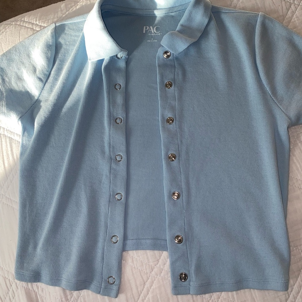 Blue Button Up Top